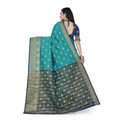 Generic Women's Jacquard Woven Saree With Unstitched Blouse 5.5Mtr (Green)