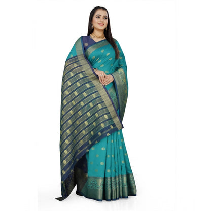 Generic Women's Jacquard Woven Saree With Unstitched Blouse 5.5Mtr (Green)