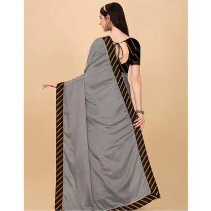 Generic Women's Chiffon Self Design Saree With Unstitched Blouse 5.5Mtr (Silver)