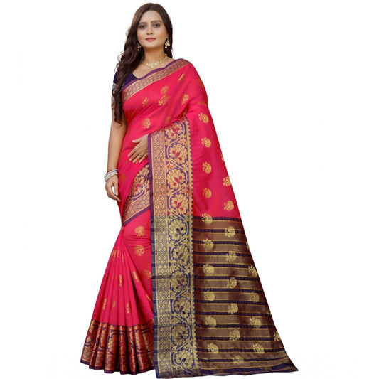 Generic Women's Silk Blend Woven Saree With Unstitched Blouse 5.5Mtr (Multicolor)