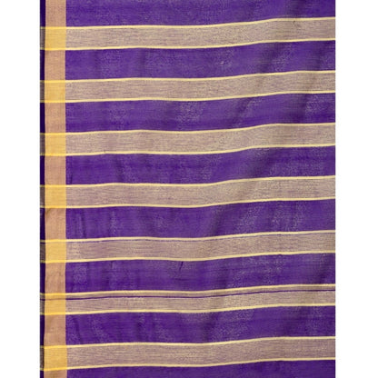 Generic Women's Cotton Silk Striped Saree With Unstitched Blouse 5.5Mtr (Multicolor)