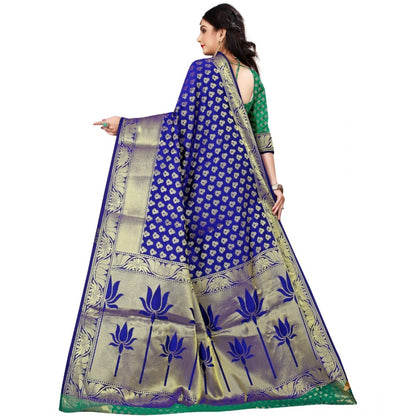 Generic Women's Jacquard Woven Saree With Unstitched Blouse 5.5Mtr (Green)