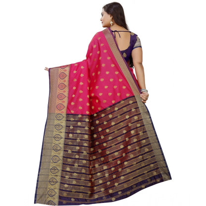 Generic Women's Silk Blend Woven Saree With Unstitched Blouse 5.5Mtr (Multicolor)