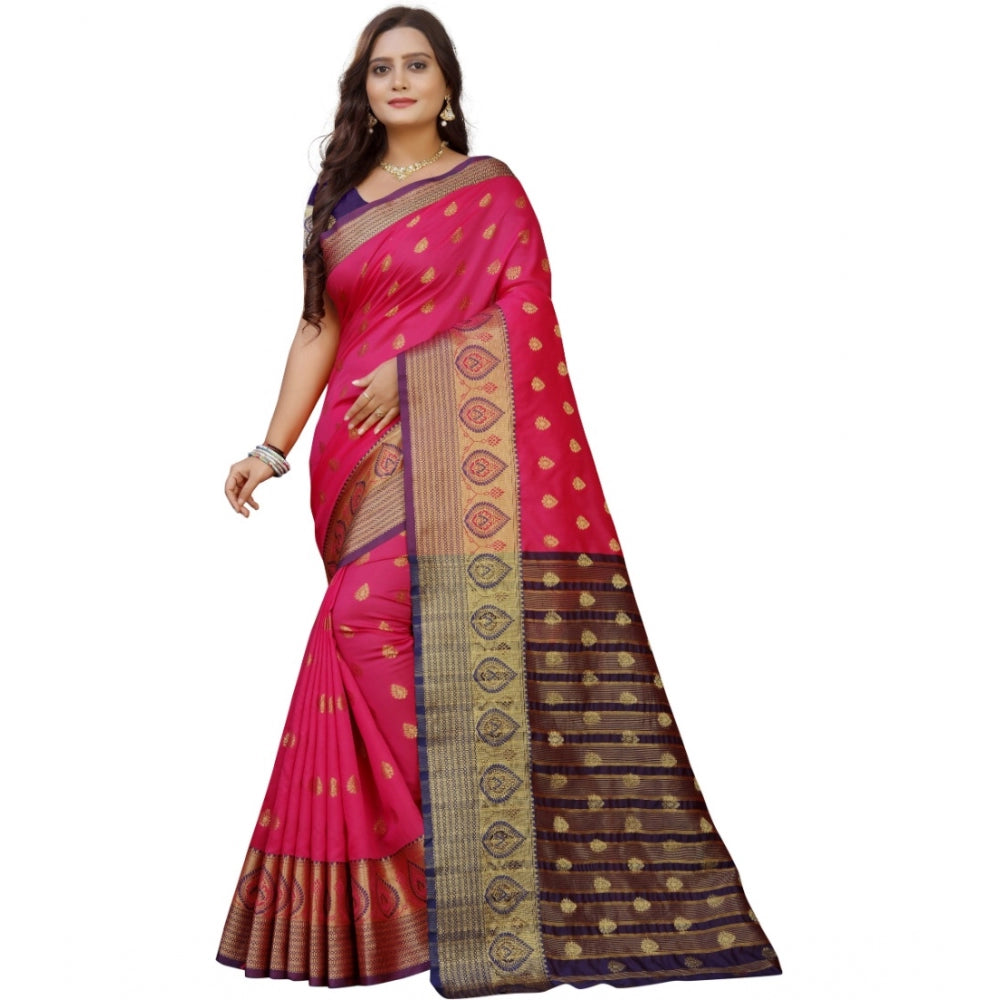 Generic Women's Silk Blend Woven Saree With Unstitched Blouse 5.5Mtr (Multicolor)