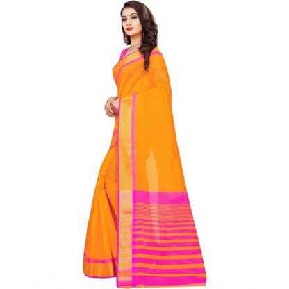 Generic Women's Jacquard Woven Saree With Unstitched Blouse 5.5Mtr (Orange)