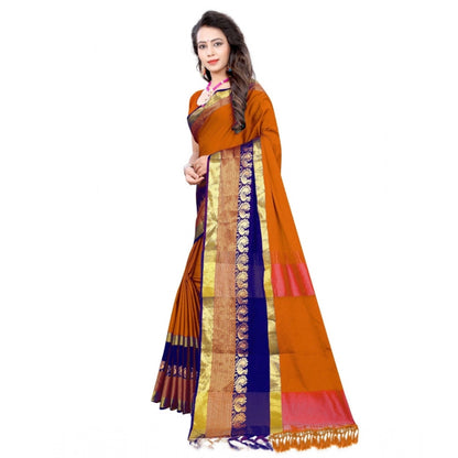 Generic Women's Jacquard Woven Saree With Unstitched Blouse 5.5Mtr (Multicolor)