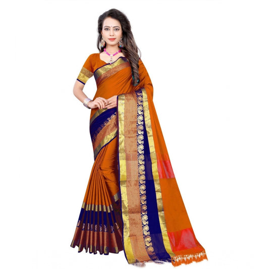 Generic Women's Jacquard Woven Saree With Unstitched Blouse 5.5Mtr (Multicolor)