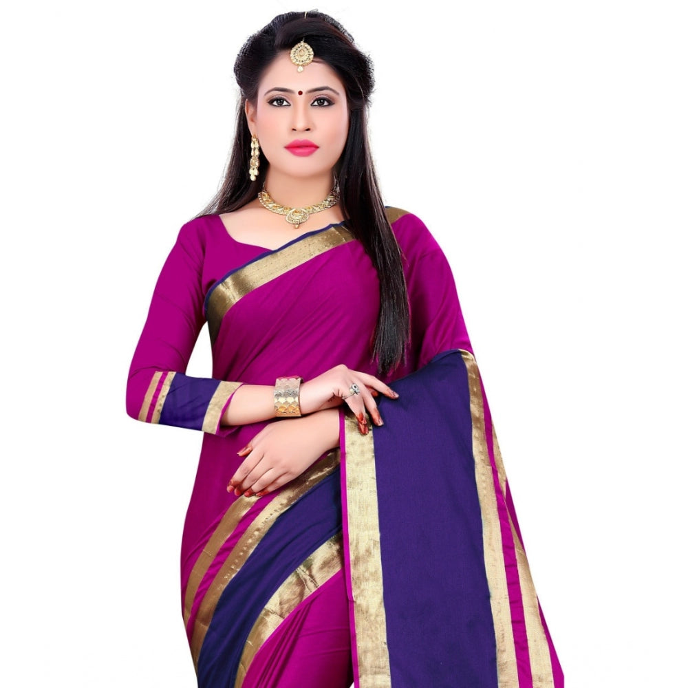 Generic Women's Jacquard Woven Saree With Unstitched Blouse 5.5Mtr (Purple)