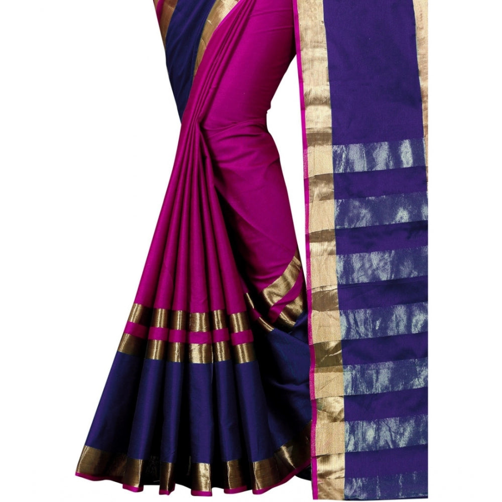 Generic Women's Jacquard Woven Saree With Unstitched Blouse 5.5Mtr (Purple)