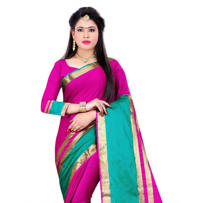 Generic Women's Jacquard Woven Saree With Unstitched Blouse 5.5Mtr (Pink)