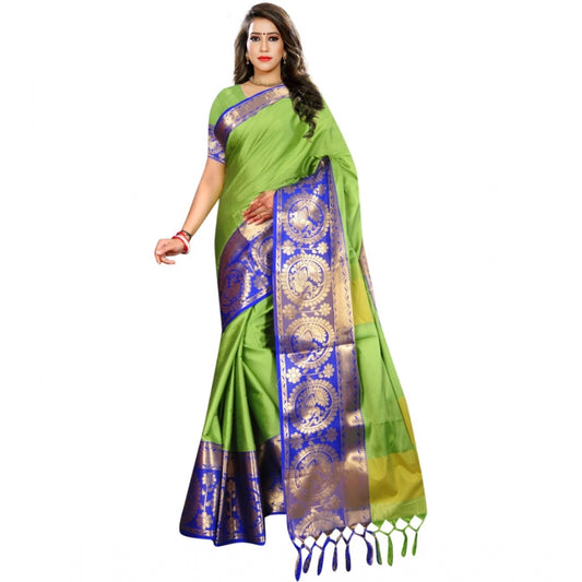 Generic Women's Jacquard Woven Saree With Unstitched Blouse 5.5Mtr (Green)