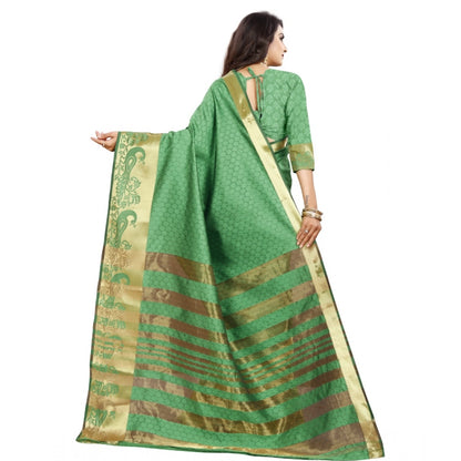 Generic Women's Jacquard Woven Saree With Unstitched Blouse 5.5Mtr (Green)