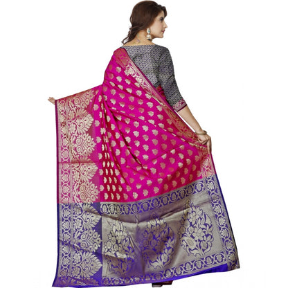 Generic Women's Jacquard Woven Saree With Unstitched Blouse 5.5Mtr (Magenta)