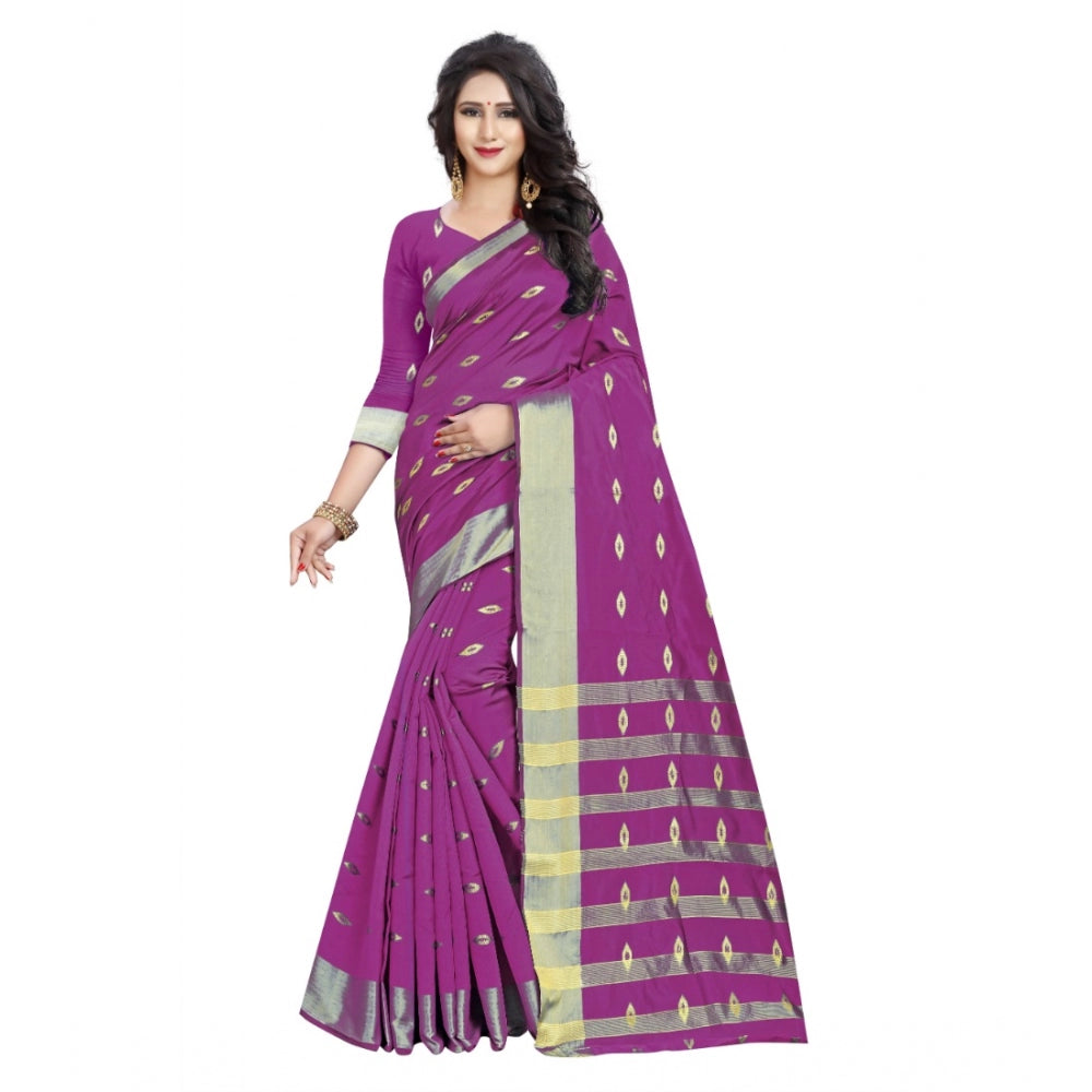 Generic Women's Silk Blend Woven Saree With Unstitched Blouse 5.5Mtr (Pink)