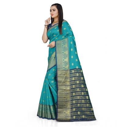 Generic Women's Jacquard Woven Saree With Unstitched Blouse 5.5Mtr (Green)