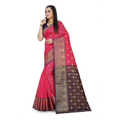 Generic Women's Jacquard Woven Saree With Unstitched Blouse 5.5Mtr (Multicolor)