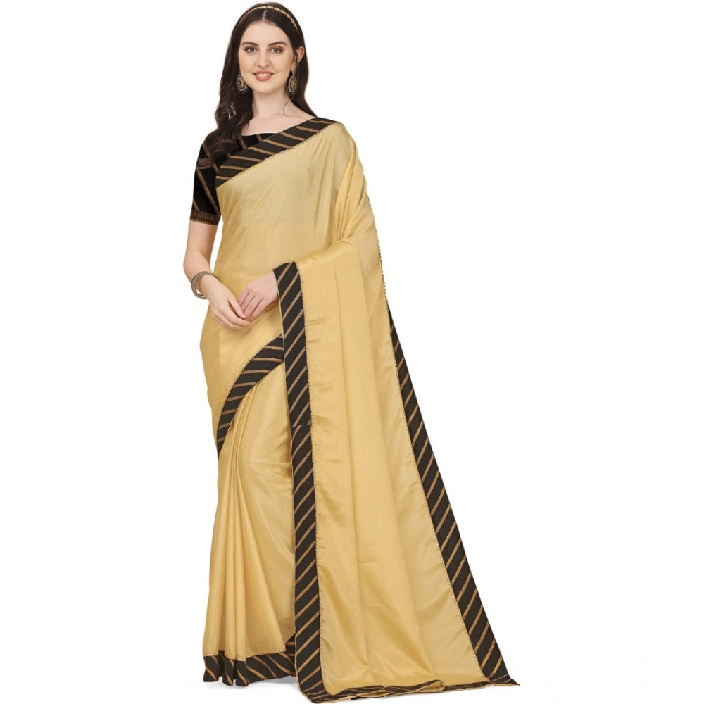 Generic Women's Chiffon Self Design Saree With Unstitched Blouse 5.5Mtr (Yellow)