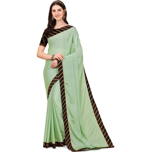 Generic Women's Chiffon Self Design Saree With Unstitched Blouse 5.5Mtr (Light Green)