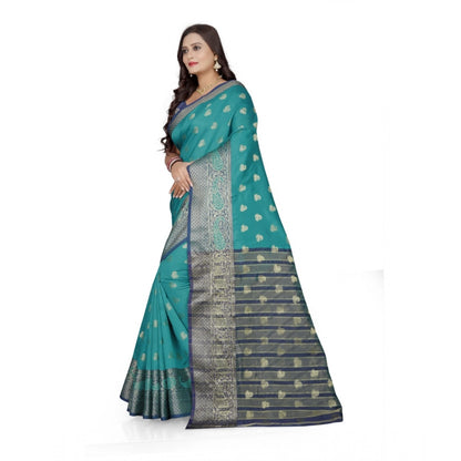 Generic Women's Jacquard Woven Saree With Unstitched Blouse 5.5Mtr (Green)