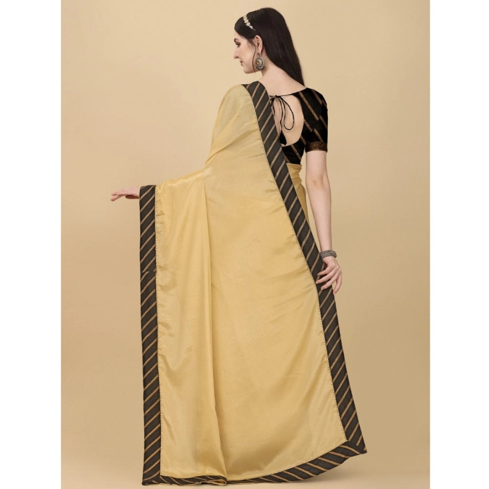 Generic Women's Chiffon Self Design Saree With Unstitched Blouse 5.5Mtr (Yellow)