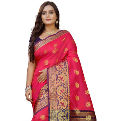 Generic Women's Silk Blend Woven Saree With Unstitched Blouse 5.5Mtr (Multicolor)