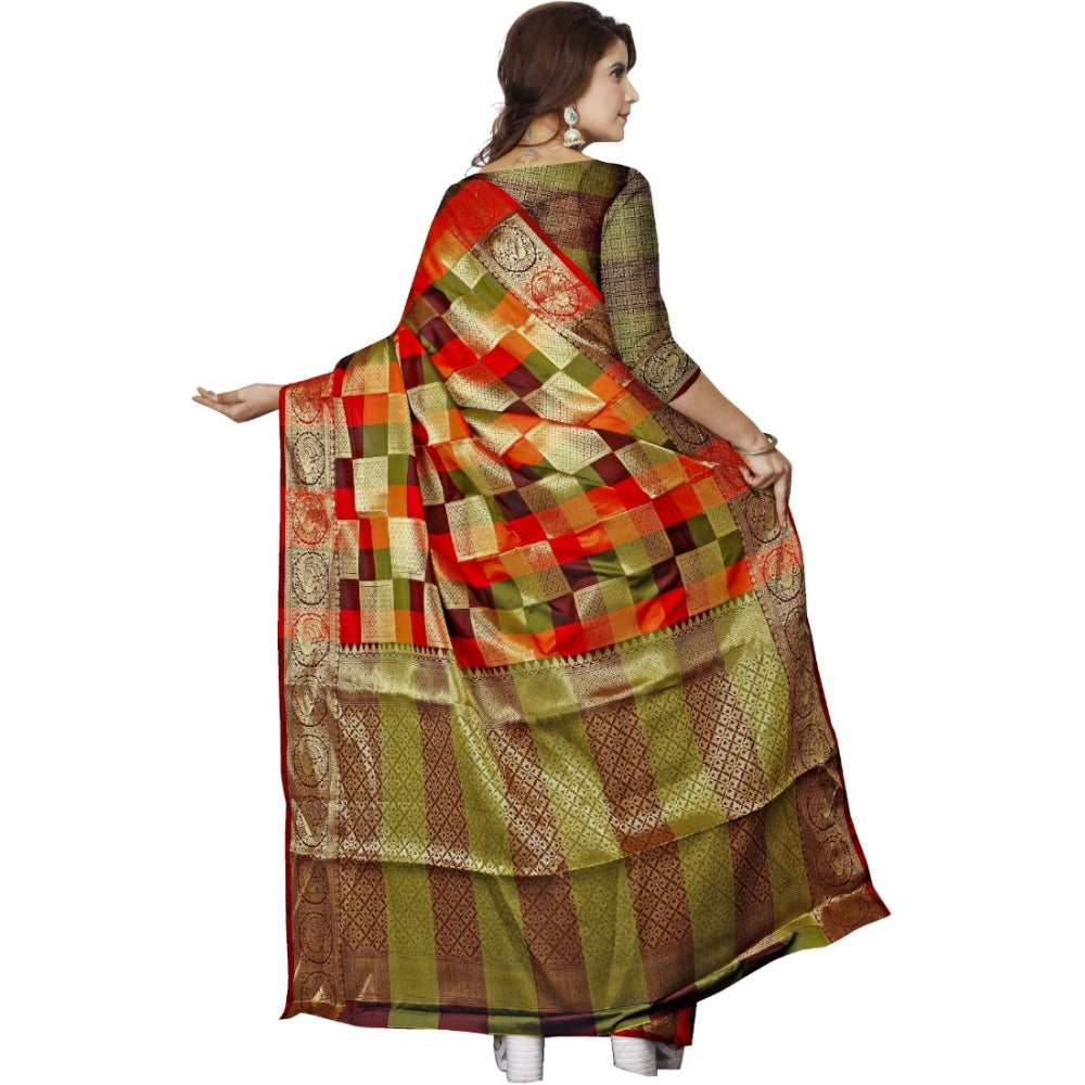 Generic Women's Jacquard Woven Saree With Unstitched Blouse 5.5Mtr (Multicolor)