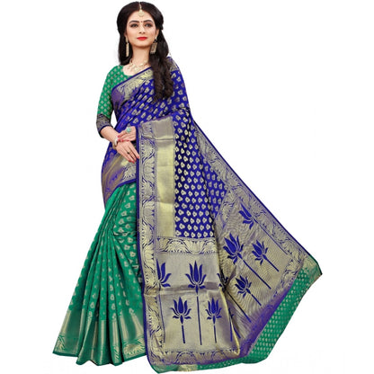 Generic Women's Jacquard Woven Saree With Unstitched Blouse 5.5Mtr (Green)