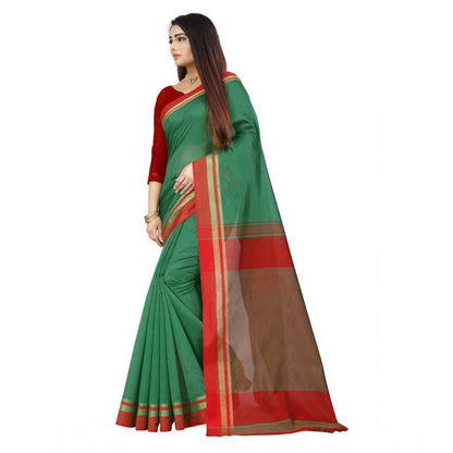 Generic Women's Silk Blend Woven Saree With Unstitched Blouse 5.5Mtr (Green)