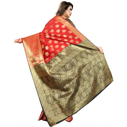 Generic Women's Jacquard Woven Saree With Unstitched Blouse 5.5Mtr (Red)