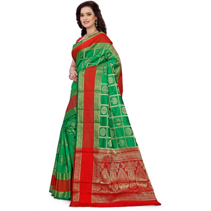 Generic Women's Jacquard Woven Saree With Unstitched Blouse 5.5Mtr (Green)