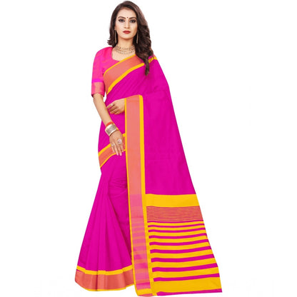 Generic Women's Jacquard Woven Saree With Unstitched Blouse 5.5Mtr (Pink)