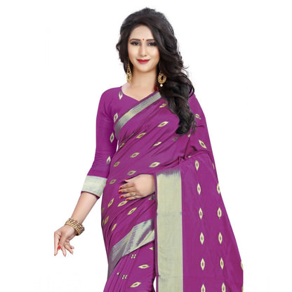 Generic Women's Silk Blend Woven Saree With Unstitched Blouse 5.5Mtr (Pink)