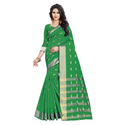 Generic Women's Silk Blend Woven Saree With Unstitched Blouse 5.5Mtr (Green)