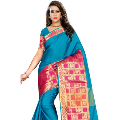 Generic Women's Jacquard Woven Saree With Unstitched Blouse 5.5Mtr (Multicolor)