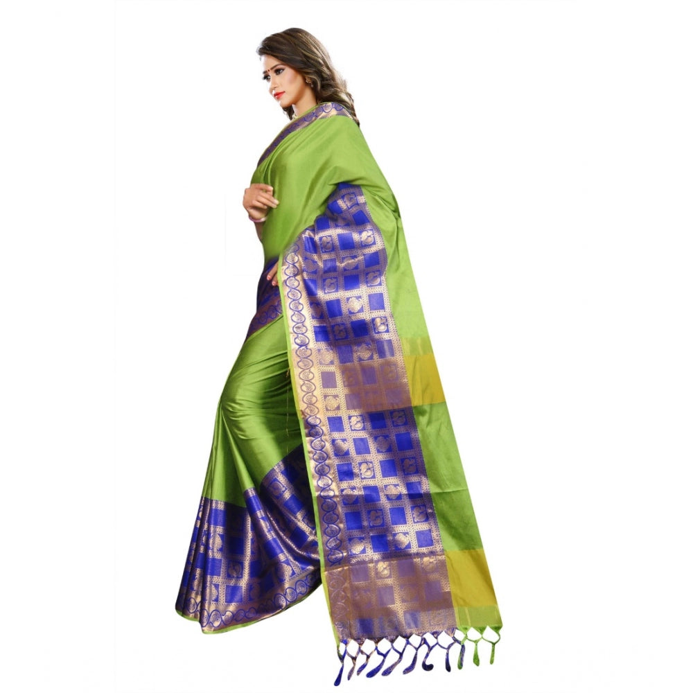 Generic Women's Jacquard Woven Saree With Unstitched Blouse 5.5Mtr (Green)