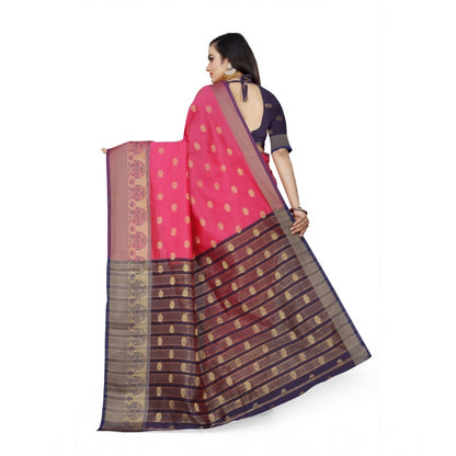 Generic Women's Jacquard Woven Saree With Unstitched Blouse 5.5Mtr (Multicolor)