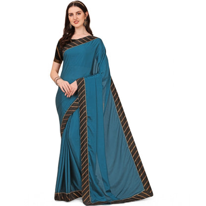 Generic Women's Chiffon Self Design Saree With Unstitched Blouse 5.5Mtr (Blue)