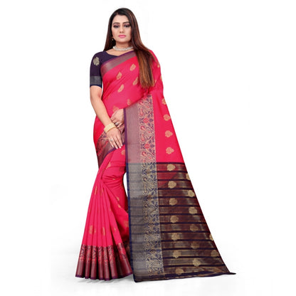 Generic Women's Silk Blend Woven Saree With Unstitched Blouse 5.5Mtr (Multicolor)