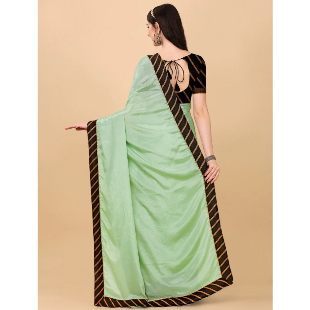 Generic Women's Chiffon Self Design Saree With Unstitched Blouse 5.5Mtr (Light Green)