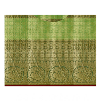 Generic Women's Jacquard Woven Saree With Unstitched Blouse 5.5Mtr (Green)