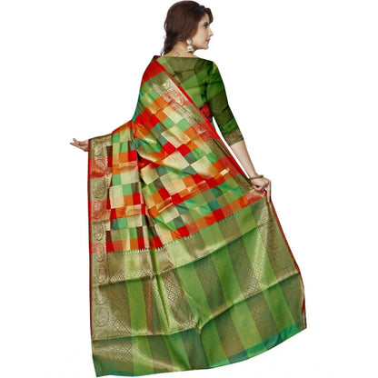 Generic Women's Jacquard Woven Saree With Unstitched Blouse 5.5Mtr (Green)