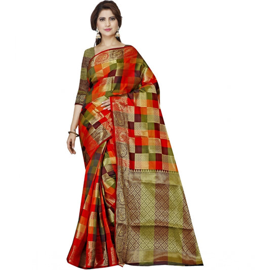 Generic Women's Jacquard Woven Saree With Unstitched Blouse 5.5Mtr (Multicolor)