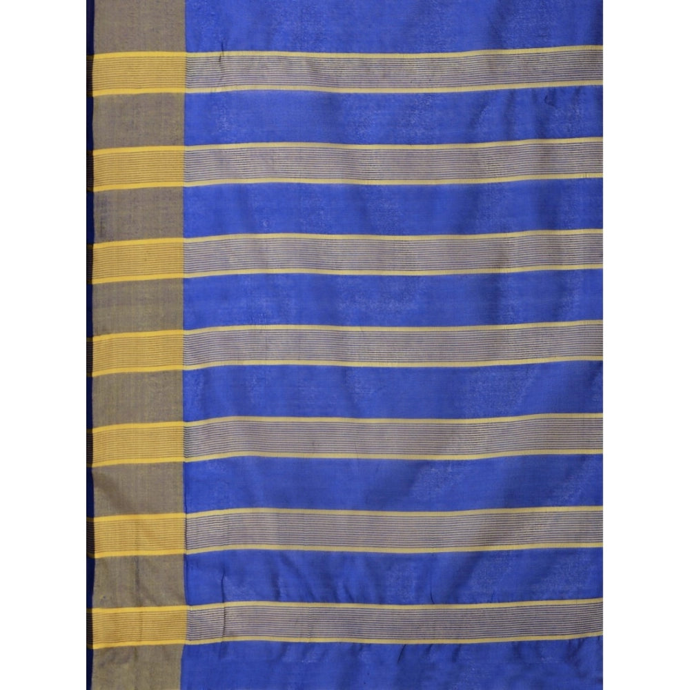 Generic Women's Cotton Silk Striped Saree With Unstitched Blouse 5.5Mtr (Multicolor)