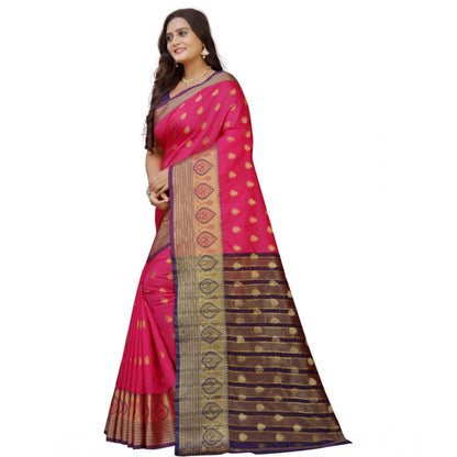 Generic Women's Silk Blend Woven Saree With Unstitched Blouse 5.5Mtr (Multicolor)