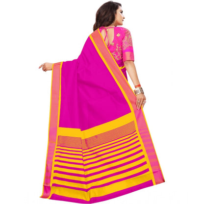 Generic Women's Jacquard Woven Saree With Unstitched Blouse 5.5Mtr (Pink)