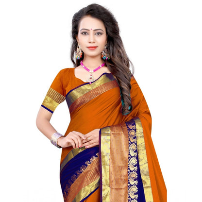 Generic Women's Jacquard Woven Saree With Unstitched Blouse 5.5Mtr (Multicolor)