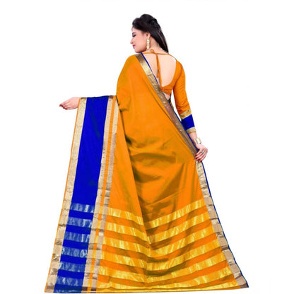 Generic Women's Jacquard Woven Saree With Unstitched Blouse 5.5Mtr (Mustard)