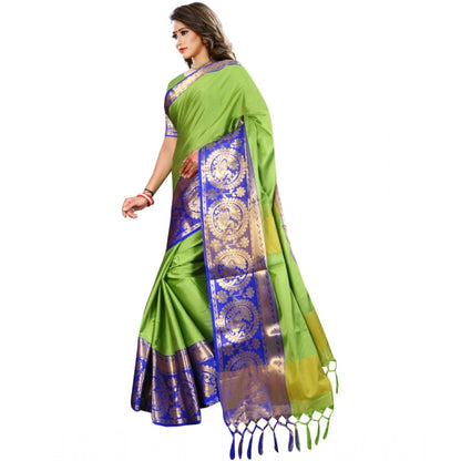 Generic Women's Jacquard Woven Saree With Unstitched Blouse 5.5Mtr (Green)