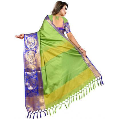 Generic Women's Jacquard Woven Saree With Unstitched Blouse 5.5Mtr (Green)