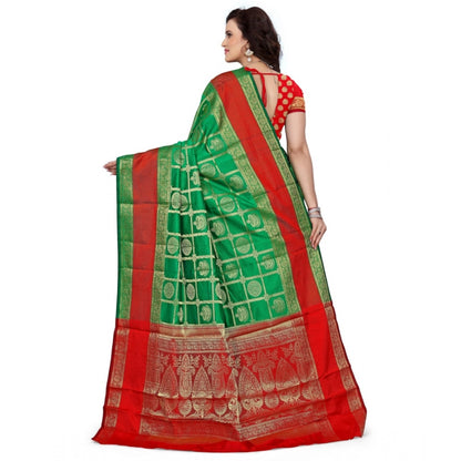 Generic Women's Jacquard Woven Saree With Unstitched Blouse 5.5Mtr (Green)